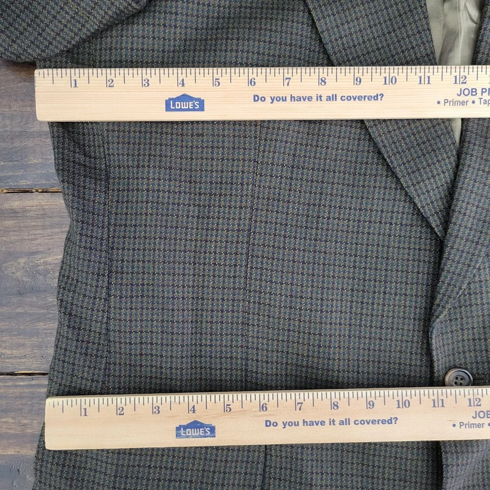 Oscar de la‎ Renta Men's Sport Coat Blazer Two Button Green Houndstooth Size 46L